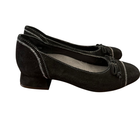 David Tate Heritage black suede square toe pump with block heel 7.5 W - Picture 10 of 16